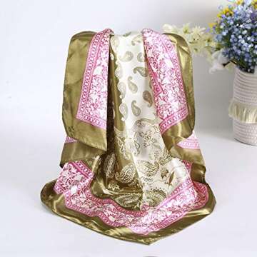 AWAYTR 4PCS Satin Large Square Scarves for Women