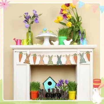 Cinnvoice Rustic Easter Bunny Garland for Spring Decoration