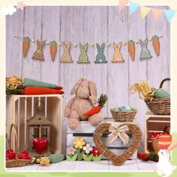 Cinnvoice Rustic Easter Bunny Garland for Spring Decoration