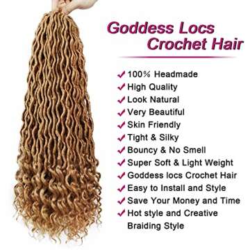 6 Packs Goddess Locs Crochet Hair 20 Inch Faux Locs Crochet Hair with Curly Ends, Crochet Pre looped...