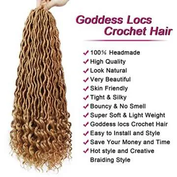 6 Packs Goddess Locs Crochet Hair 20 Inch Faux Locs Crochet Hair with Curly Ends, Synthetic Braids H...