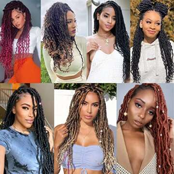 6 Packs Goddess Locs Crochet Hair 20 Inch Faux Locs Crochet Hair with Curly Ends, Crochet Pre looped Hair Brown Deep Wave Synthetic Braids Hair Extensions (20Inch, 27#)