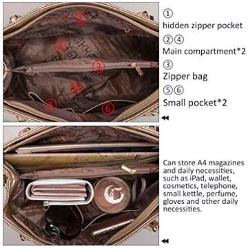 Pahajim Womens Purses and Handbags set 4pcs Satchel Bags Tote Bags Shoulder Bags Tote Purses for Women (Blue)