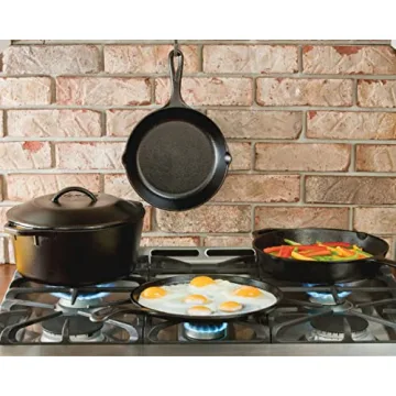 Lodge Cast Iron Skillet with Red Silicone Handle