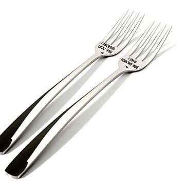 Funny Wedding Gifts for Couples Bride Groom, 2pcs I Love You Forks Engraved Stainless Steel Funny Gi...