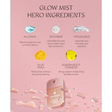 Touchland Glow Mist + Gentle Mist + White Mist Case for Touchland Mist 1FL OZ, Scented and Stylish Hydrating Hand Sanitizer Spray Bundle, Travel Size Friendly