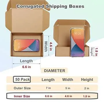 MEBRUDY 7x5x2 Inches Shipping Boxes Pack of 50, Small Corrugated Cardboard Box for Mailing Packing L...