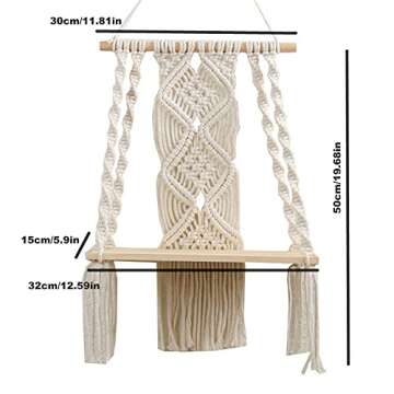Hiuxume Macrame Wall Hanging Shelf Bohemian for Bedroom - Woven Rope Macrame Wall Art as Boho Bathro...