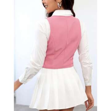 SweatyRocks Women's Stylish Crop Waistcoat in Pink