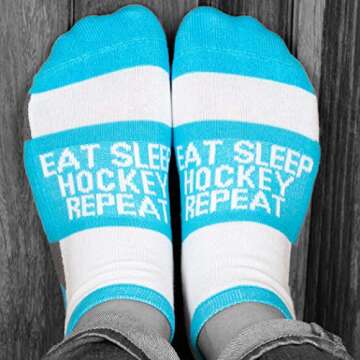 Gone For a Run Inspirational Athletic Running Socks | Woven Low Cut | Eat Sleep Hockey Repeat | Hockey Mom