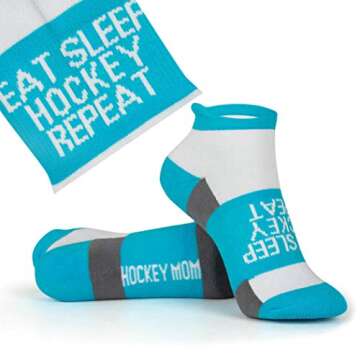 Gone For a Run Inspirational Athletic Running Socks | Woven Low Cut | Eat Sleep Hockey Repeat | Hockey Mom