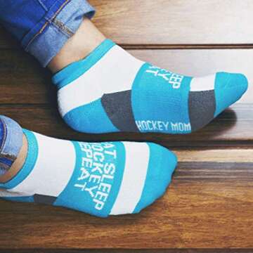 Gone For a Run Inspirational Athletic Running Socks | Woven Low Cut | Eat Sleep Hockey Repeat | Hockey Mom