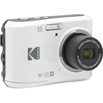 KODAK Pixpro FZ45 Digital Camera Bundle, Includes: SanDisk 32GB Memory Card, Spare Batteries, Hard Shell Camera Case and Card Reader (5 Items) (White)