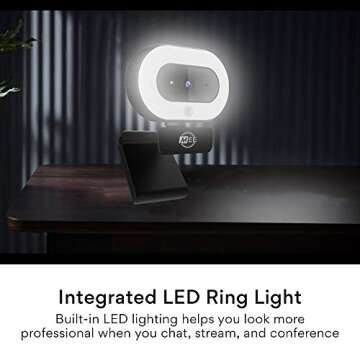 MEE audio CL8A 1080p HD Webcam with Ring Light, Microphone, Autofocus, Low Light Correction, 360° R...