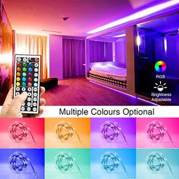 phopollo LED Strip Lights 32.8ft, Color Changing LED Lights for Bedroom, Kitchen, Cabinet Decoration, with 12V Power Supply and 44-Key Remote