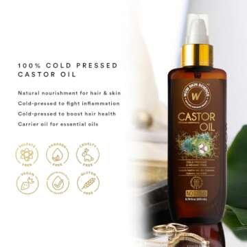 WOW Skin Science Castor Oil, Cold Pressed For Hair, Nails, Eyebrow, and Eyelash Growth For Women and Men