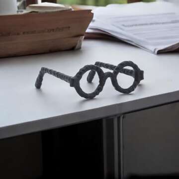 Sagebrook Home Black Metal Glasses Sculpture - Artistic Aluminum Accent for Office & Home