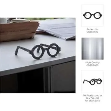Sagebrook Home Black Metal Glasses Sculpture for Unique Decor