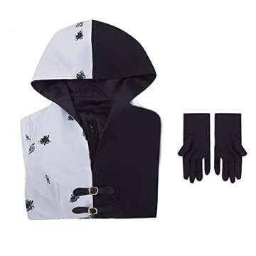 LILLIWEEN Adults Black White Witch Deville Cosplay Costume Dress for Women with Glove Halloween Dalmatian Suit 3XL