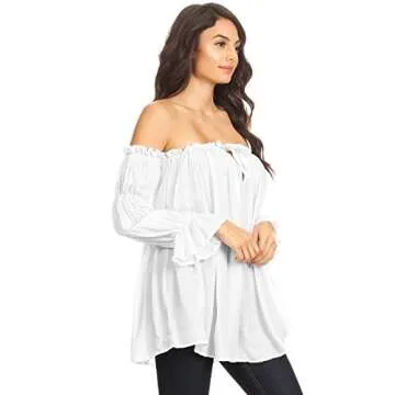 Anna-Kaci Semi Sheer Boho Peasant Top for Costumes
