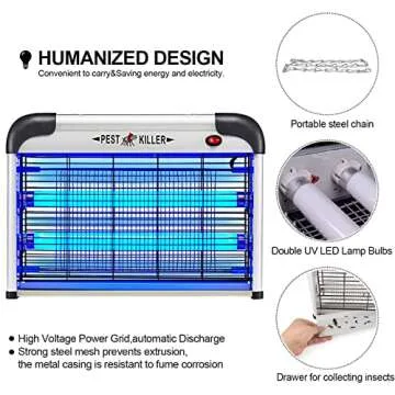Fly Trap Indoor Bug Zapper, 2800V Powerful Flying Insect Mosquito Killer w/ 20W Blue Light Attract, Plug-in Pest Control Machine for Moth, Fruit Fly, Fungus Gnat, Garage Bug Catcher