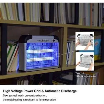 Fly Trap Indoor Bug Zapper, 2800V Powerful Flying Insect Mosquito Killer w/ 20W Blue Light Attract, Plug-in Pest Control Machine for Moth, Fruit Fly, Fungus Gnat, Garage Bug Catcher