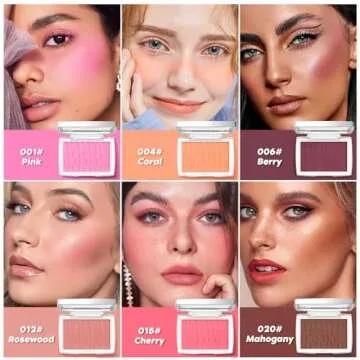 LYBHDAFA Pink Blush Powder Blush for Cheeks with Brush, Matte Blush Palette Blush Powder Face Blusher, Natural Blendable Formula Silky Lightweight Makeup Blush Rubores de Maquillaje, 001#