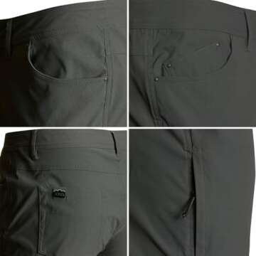 King's Camo Men's XKG Sonora Durable Breathable Lightweight Quick-Dry Hunting Hiking Tactical Water-Resistant Stretch Pants, Charcoal, 34R