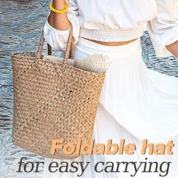 Sun Hat Womens, Beach Floppy Hats for Women Foldable, Wide Brim Summer Packable Lace Sun Beach Floppy Hats Women Beige