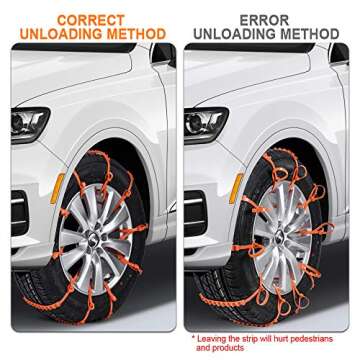 Qoosea Snow Chains for SUV Trucks 12 Pcs Car Tires Chains Portable Car Anti-skid Emergency Snow Tyre Chains Car Winter Snow Anti-skid Wheel Nylon Tire Chains for TPU Vans and Light Trucks Universal