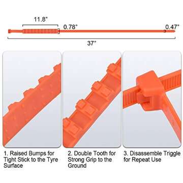 Qoosea Snow Chains for SUV Trucks 12 Pcs Car Tires Chains Portable Car Anti-skid Emergency Snow Tyre Chains Car Winter Snow Anti-skid Wheel Nylon Tire Chains for TPU Vans and Light Trucks Universal