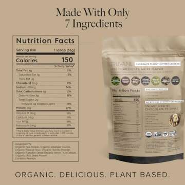 Truvani Vegan Pea Protein Powder | Chocolate Peanut Butter | 20g Organic Plant Based Protein | 20 Se...