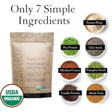 Truvani Vegan Pea Protein Powder | Chocolate Peanut Butter | 20g Organic Plant Based Protein | 20 Servings | Keto | Gluten & Dairy Free | Low Carb | No Added Sugar