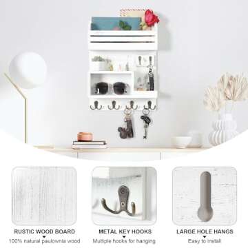 Mutsault Rustic Wood Key Holder with Hooks for Home