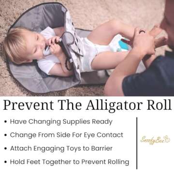 SnoofyBee - Portable Playtime Changing Pad: 3-in-1 Diaper Clutch, Changing Station, and Clean Hands Toy Barrier. Water-Resistant and Stylish, with Dual Storage Pockets. Black-2024-Improved-Version