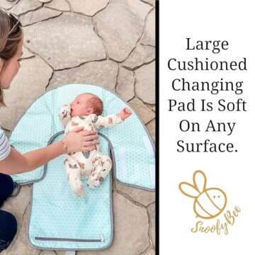 SnoofyBee - Portable Playtime Changing Pad: 3-in-1 Diaper Clutch, Changing Station, and Clean Hands Toy Barrier. Water-Resistant and Stylish, with Dual Storage Pockets. Black-2024-Improved-Version