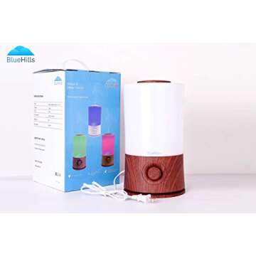 BlueHills Premium 2000 ML XL Essential Oil Diffuser Aromatherapy Humidifier for Large Room Home 40 Hour Run Huge Coverage Area 2 Liter Extra Large Capacity Diffuser High Mist Dark Wood Grain E003