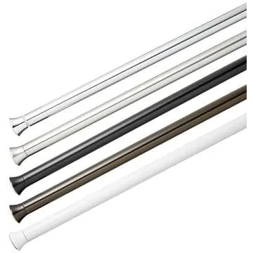 Amazon Basics Tension Curtain Rod, Adjustable 24-36" Width - Black, Classic Finial