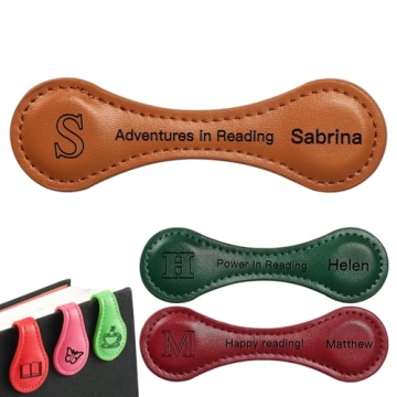 Unique Personalized Magnetic Leather Bookmarks 1 Pack: Custom Engraved, Motivational Text, and Retro...