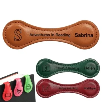 Unique Personalized Magnetic Leather Bookmarks 1 Pack: Custom Engraved, Motivational Text, and Retro...