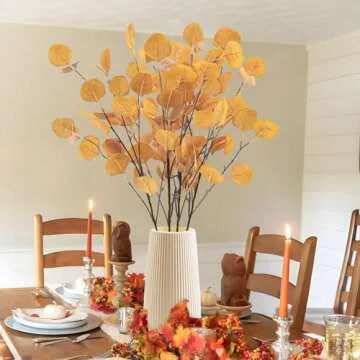 Tepaler 16Pcs Artificial Eucalyptus Leaves Stems for Fall Decor