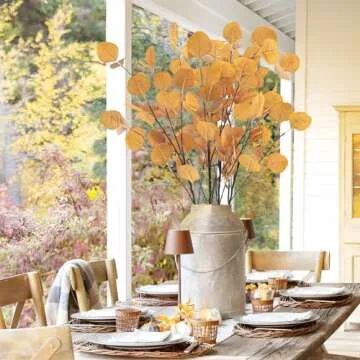 Tepaler 16Pcs Artificial Eucalyptus Leaves Stems for Fall Decor