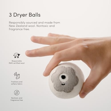 Dirty Labs | 100% New Zealand Wool Enzyme Buddies Dryer Balls | 3 Balls | Shorten Drying Time | Reduce Static & Wrinkles | Dryer Sheet & Fabric Softener Alternative