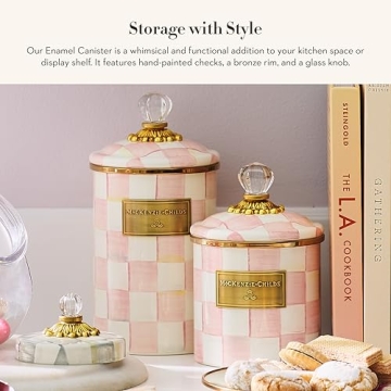 Mackenzie-Childs Rosy Check Enamel Canister for Stylish Storage
