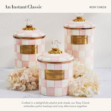 Mackenzie-Childs Rosy Check Enamel Canister for Stylish Storage