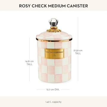 Mackenzie-Childs Rosy Check Enamel Canister for Stylish Storage