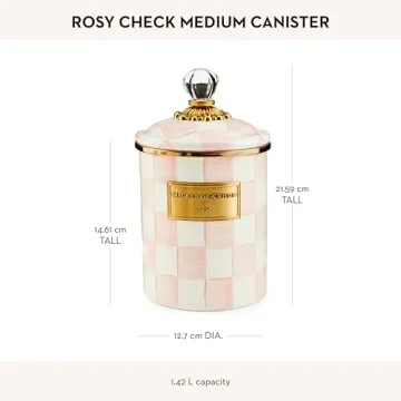 Mackenzie-Childs Rosy Check Enamel Canister for Stylish Storage