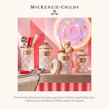 Mackenzie-Childs Rosy Check Enamel Canister for Stylish Storage