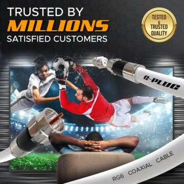 G-PLUG 15FT RG6 Coaxial Cable Connectors Set – High-Speed Internet, Broadband and Digital TV Aerial, Satellite Cable Extension – Weather-Sealed Double Rubber O-Ring and Compression Connectors White