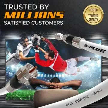 G-PLUG 15FT RG6 Coaxial Cable Connectors Set – High-Speed Internet, Broadband and Digital TV Aerial, Satellite Cable Extension – Weather-Sealed Double Rubber O-Ring and Compression Connectors White